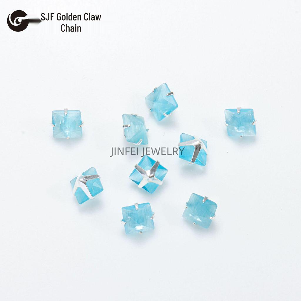 Colorful Square Prong Rhinestones: Right-Angle Silver Crystal Zircon for DIY Phone Chains and Jewelry.
