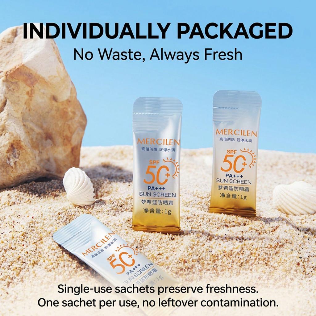 30Pcs/Box SPF50+PA++++ High Protection Sunscreen, Single Pack Sunscreen Lotion, Waterproof And Sweat