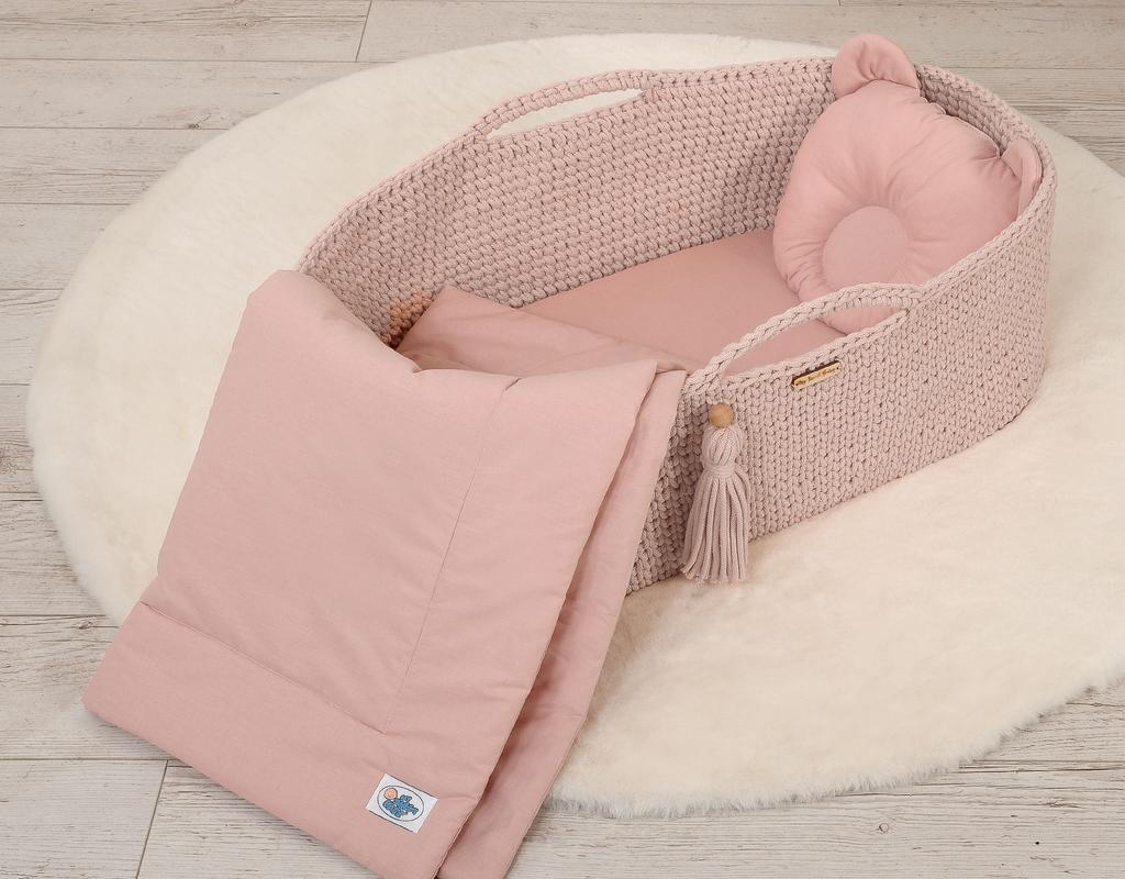 Baby bedding with filling, duvet and Teddy bear shaped pillow - 2-piece set - dusty pink