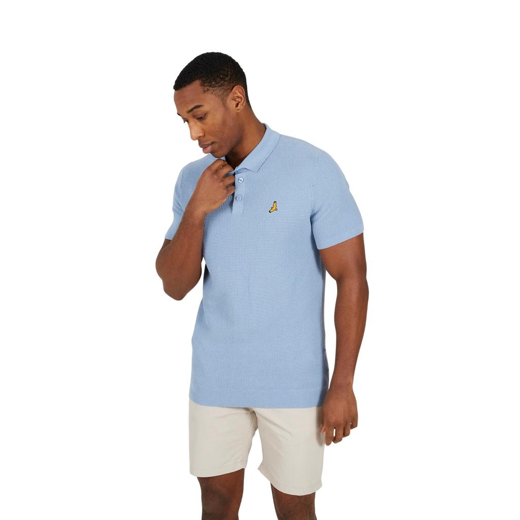 BRAVE SOUL Mens Knitted 3 Button Placket Polo Shirt