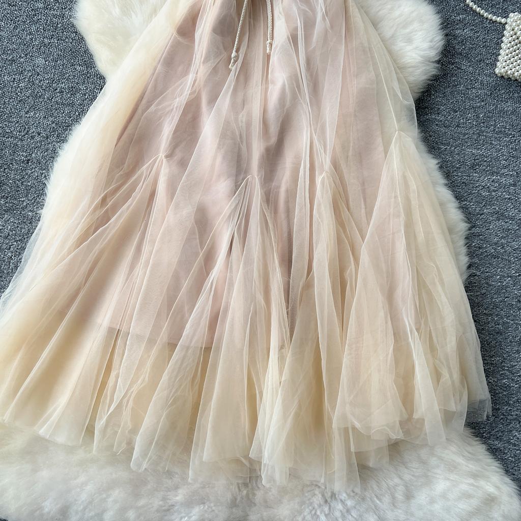 Suknia w stylu dworskim w stylu francuskim dla kobiet z okrągłym dekoltem, krótkim rękawem, sznurowaniem, sukienkami maxi, eleganckimi sukienkami w kształcie litery A