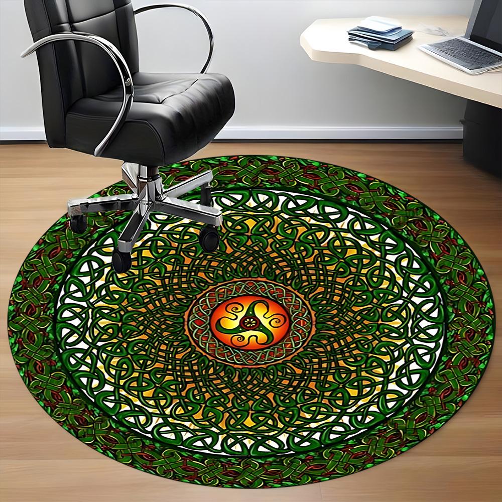 1pc Celtic Knotwork Design Chair Carpet for Office Non-Slip, Machine Washable Rug for Office - Holiday DecorMachine Made Yy251029115