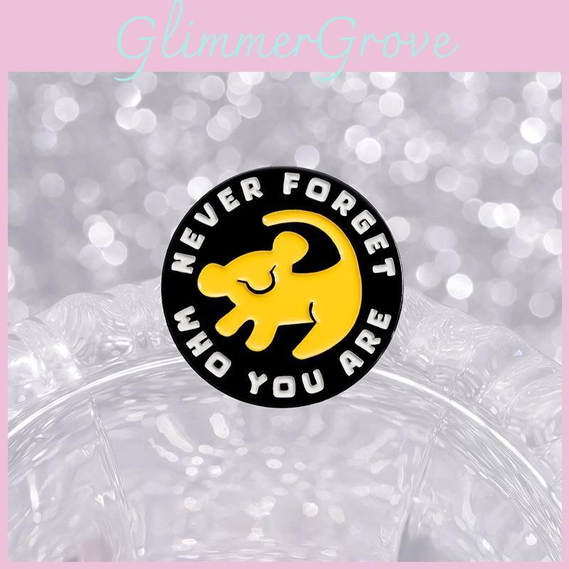 Charming Geometric Round Never Forget Who You Are Decorative Metal Brooch With Cartoon Dog