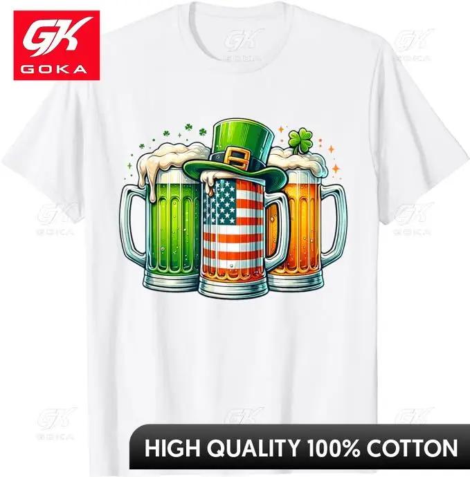 

Irish Beer Ireland St Patricks Day Drinking Party Unisex Women TShirt Funny Drinker Graphic Tee Tops Us American Flag Print Outfit S