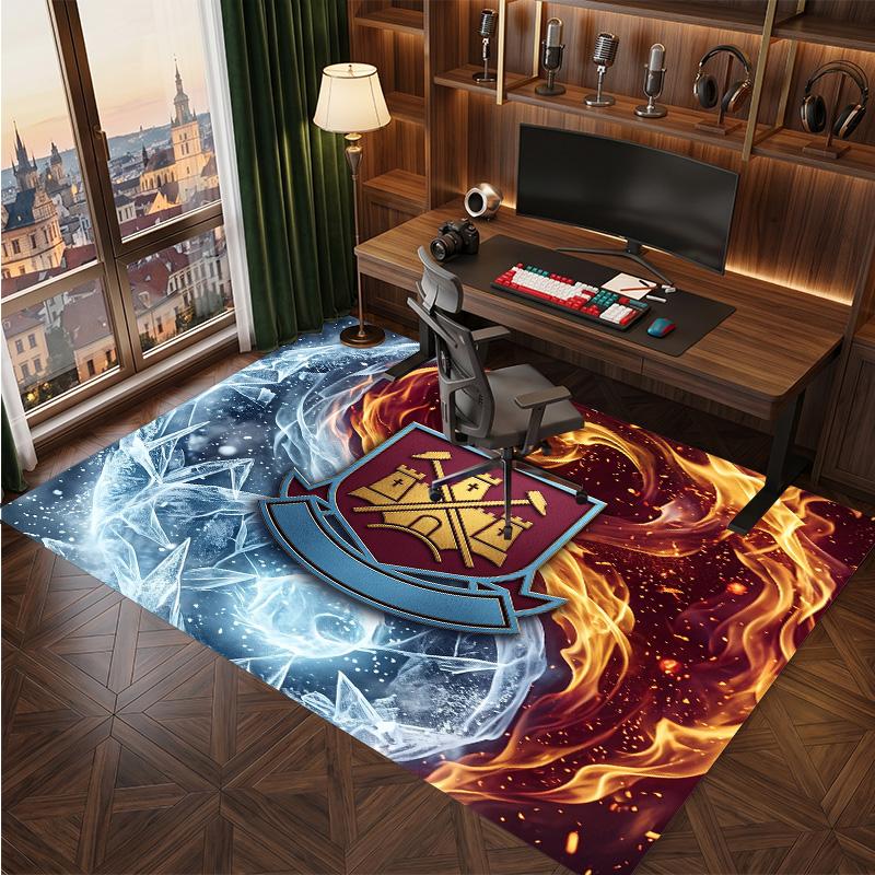 Tappeto in Velluto di Cristallo con Stampa del West Ham United Football, Comodo Assorbente d'Acqua Antiscivolo Tappeto per Pavimenti Interni