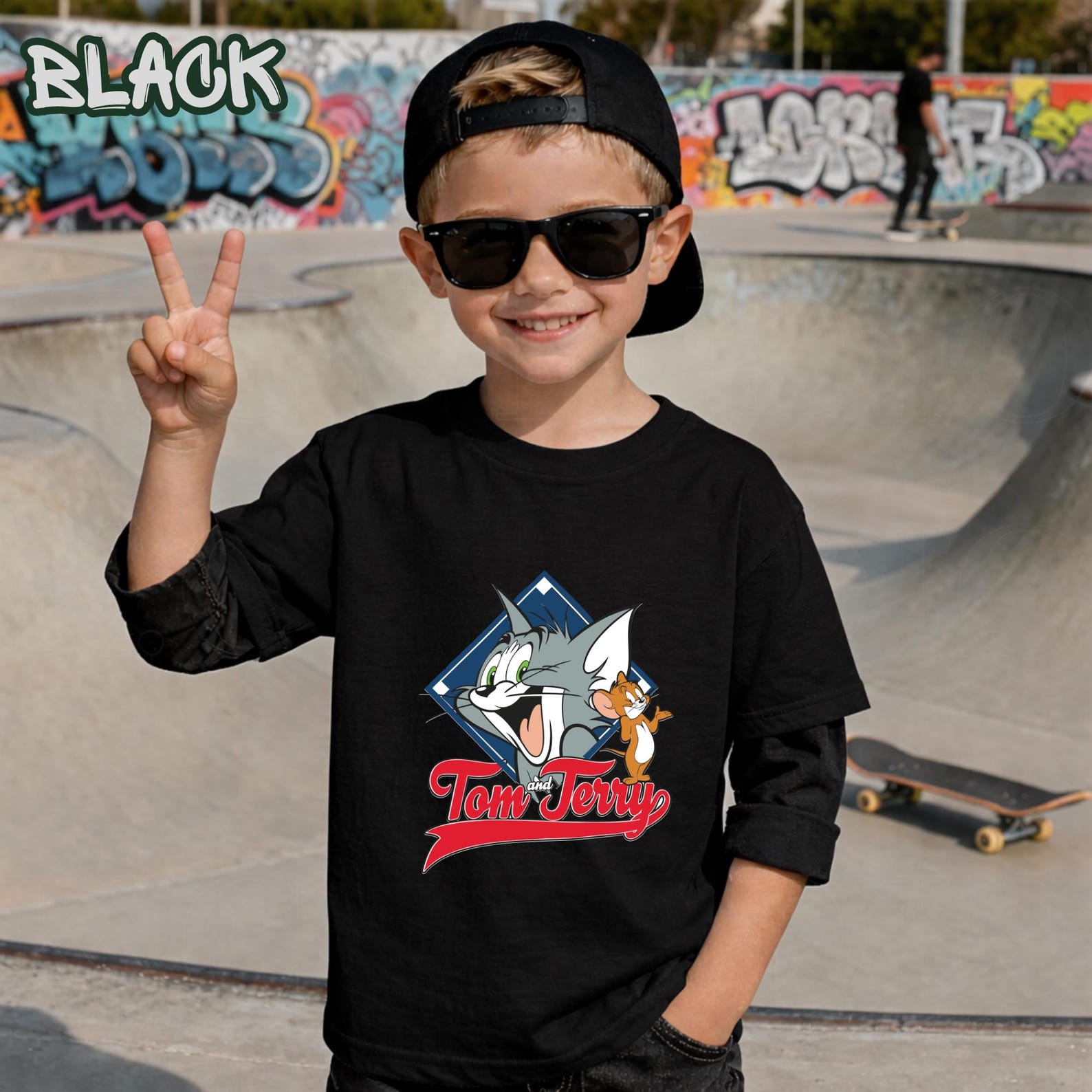Tom and Jerry Logo Kids T-Shirt Cartoon Cat Mouse Graphic Tee Funny Classic Cartoon Shirt Gift for Boys Girls S