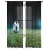 Soccer Team Ball On Field Shadows At Night Tulle Curtains For Living Room Sheer Curtain Bedroom Veil Organza Decorative Drapes