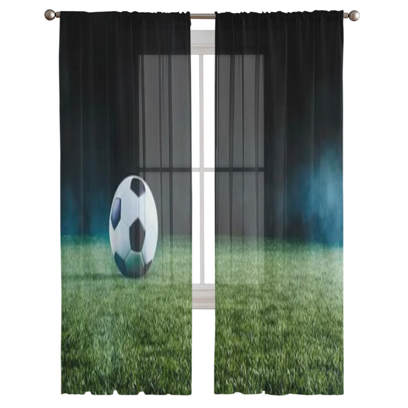 Футбольная команда Мяч на поле Тени ночью Тюль Шторы для гостиной Прозрачная занавеска — фото 3