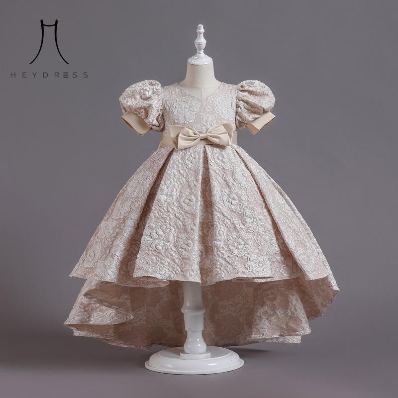 

Платье принцессы для девочек, красное платье с пышными рукавами и хвостом, платье для выступлений на фортепиано, детское платье для выступлений 130 шампанского