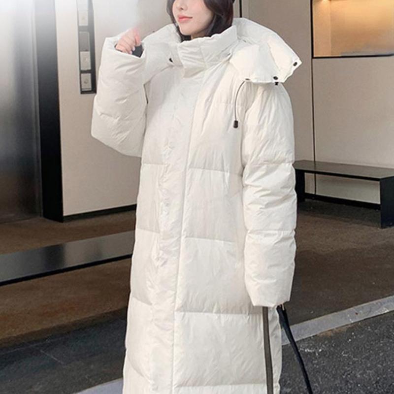 Vielleicht New Solid Color X-Long Straight Winter Coat Women Parkas Clothes Casual Hooded Warm Winter Jacket Female Outerwear