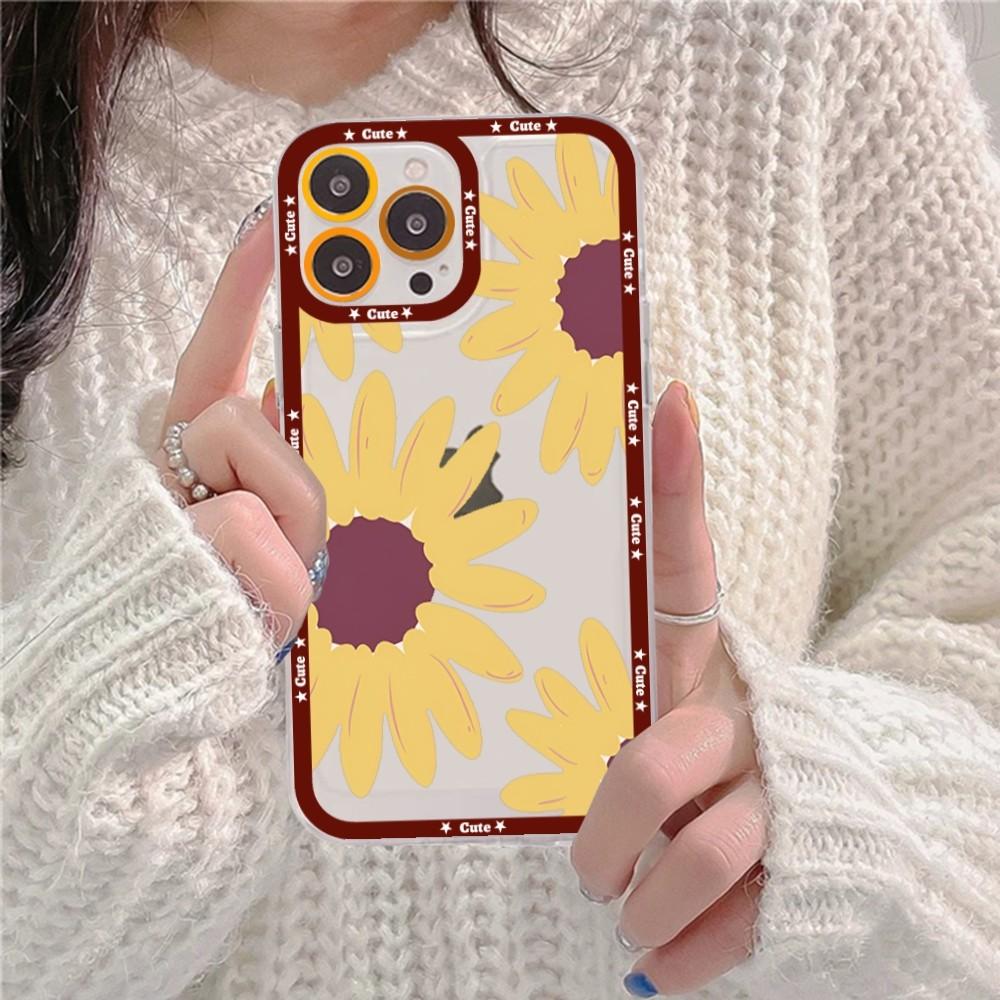 Beautiful Flower Sunflower Phone Case For iPhone 16 15 14 13 12 11 Pro Max XS X XR Mini Protective Cover