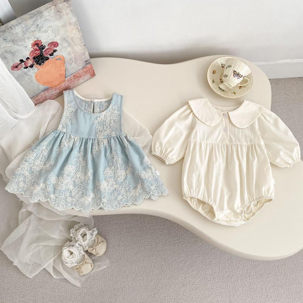 Baby Girl Spring Romper Princess Bodysuit Dress Set for Crawling