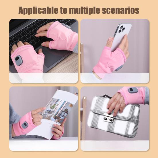Heated Fingerless Smart Heating Gloves 3 Heat Modes Digital Display Gloves Water-Resistant Windproof Rechargeable Hand Warmers for Work Cycling Skiing