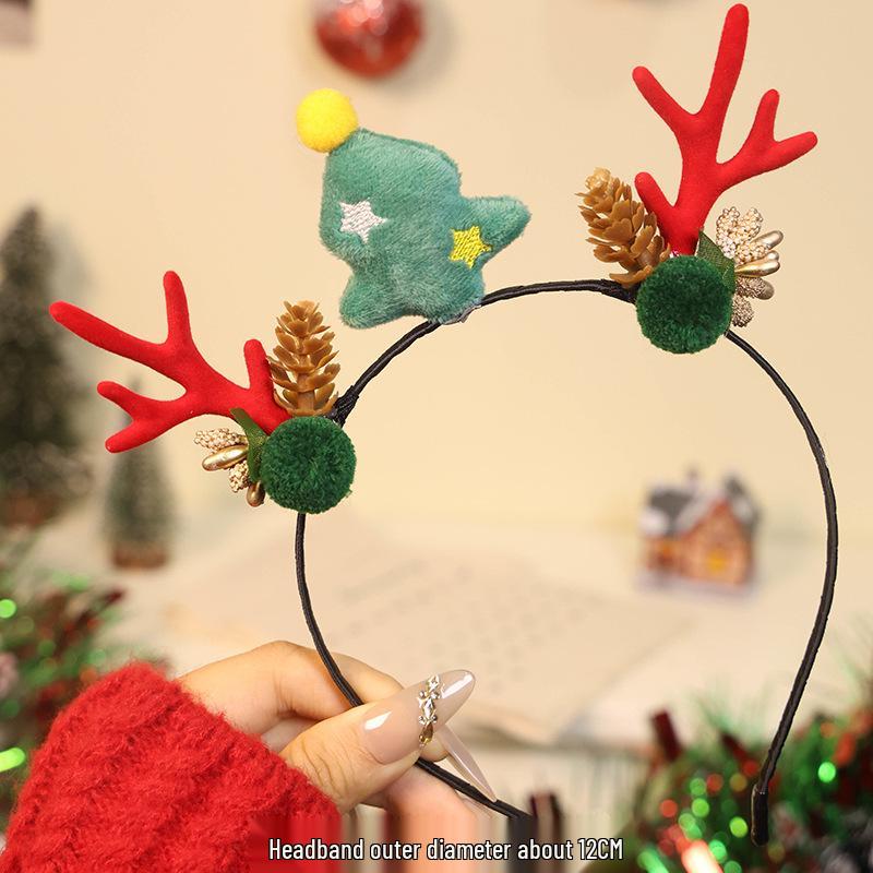 2025 Christmas Antler Headband Hair Tie - Women's Holiday Hair Accessories