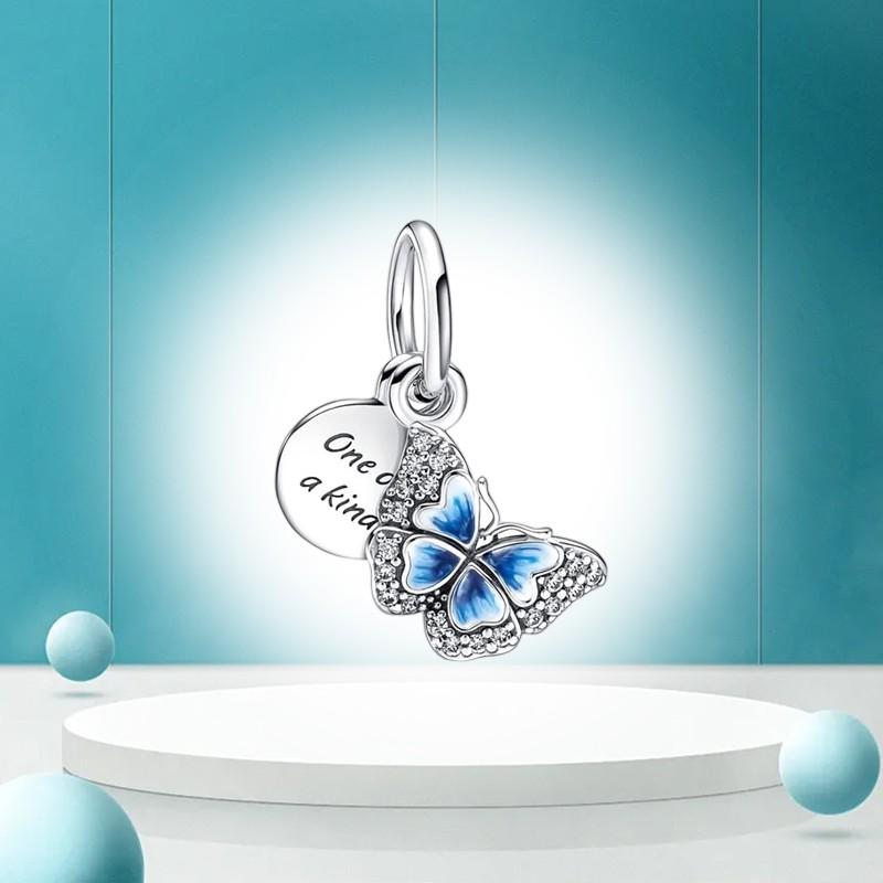 

High Quality Fine Do It Yourself High Quality Fine Jewelry Gifts Blue Butterfly Series Charm Bead Component Bead Components Blue Murano Glass