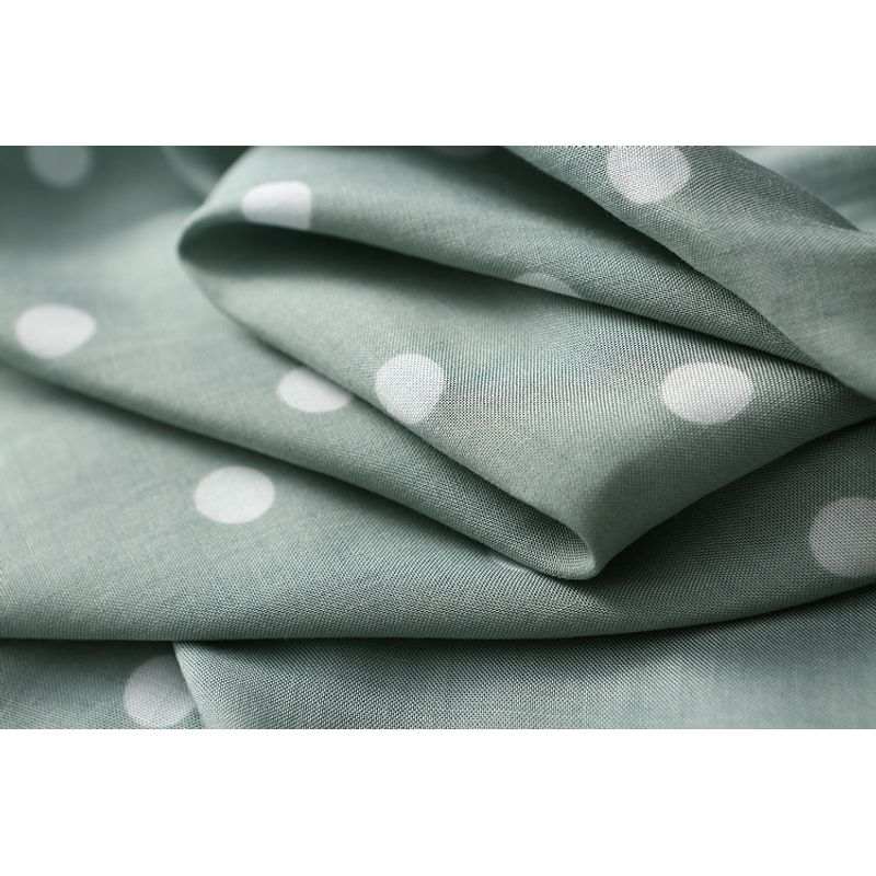 Foreign Trade Original Order Simple Anti-Aging off-Neck Polka Dot Cotton Silk Shirt Women's Summer Thin Bell Sleeve Rayon Tops