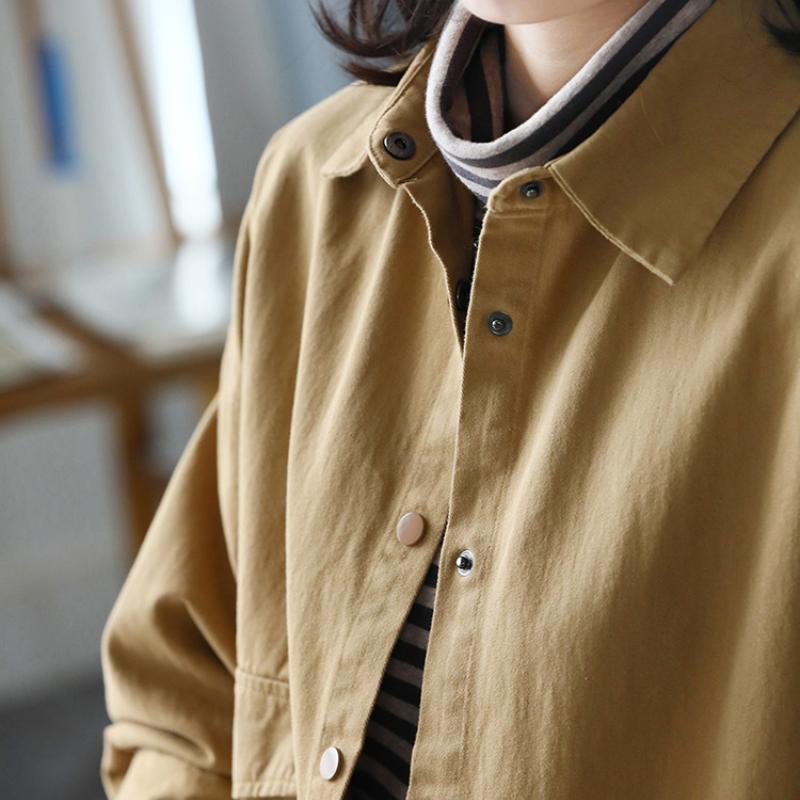 Spring and Autumn Women's Loose Large Size Casual Windbreaker Coat Korean Version of The Autumn Long-sleeved Shirt Jacket