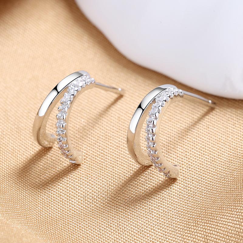 New 925 Sterling Silver AAA Zircon Stud Earrings For Women Fashion Exquisite Student Girlfriend Jewelry Accessories Heart GiftGood Product