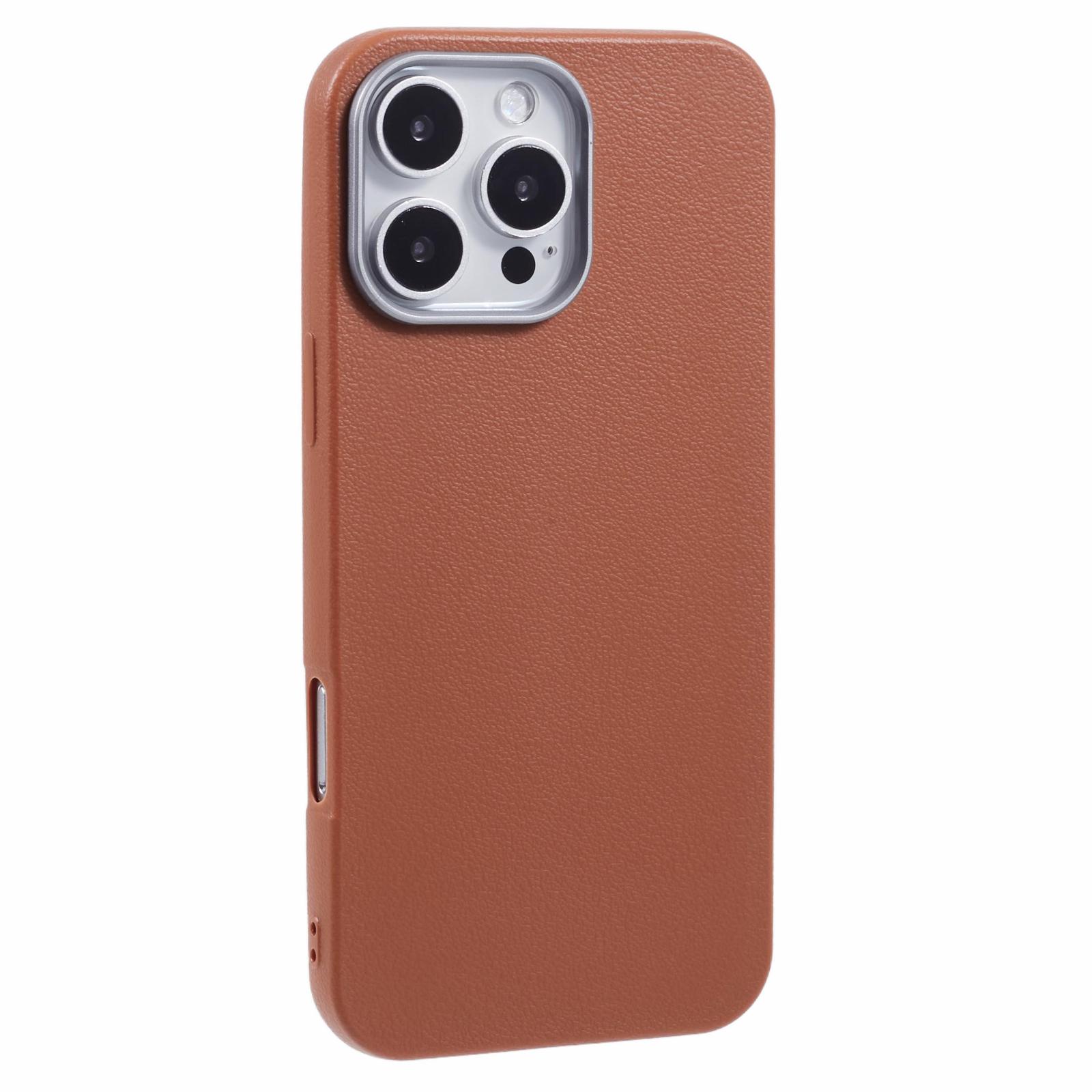 For iPhone 16 Pro Case Electroplating Lens Frame Textured TPU Shockproof Phone Cover A