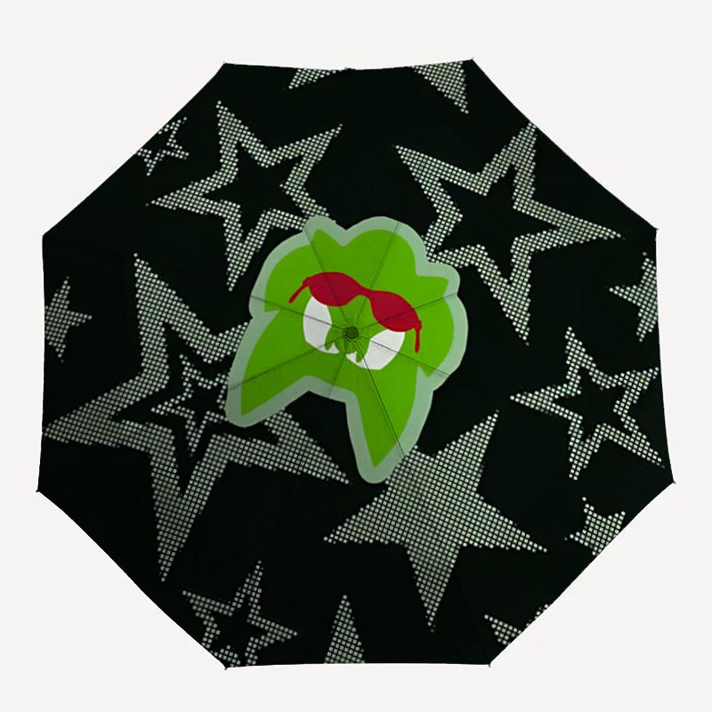 

1pc Star Pattern Sonic Automatic Folding Umbrella - Compact 8-Rib Design, Durable Plastic & Iron, Daily Use F104006