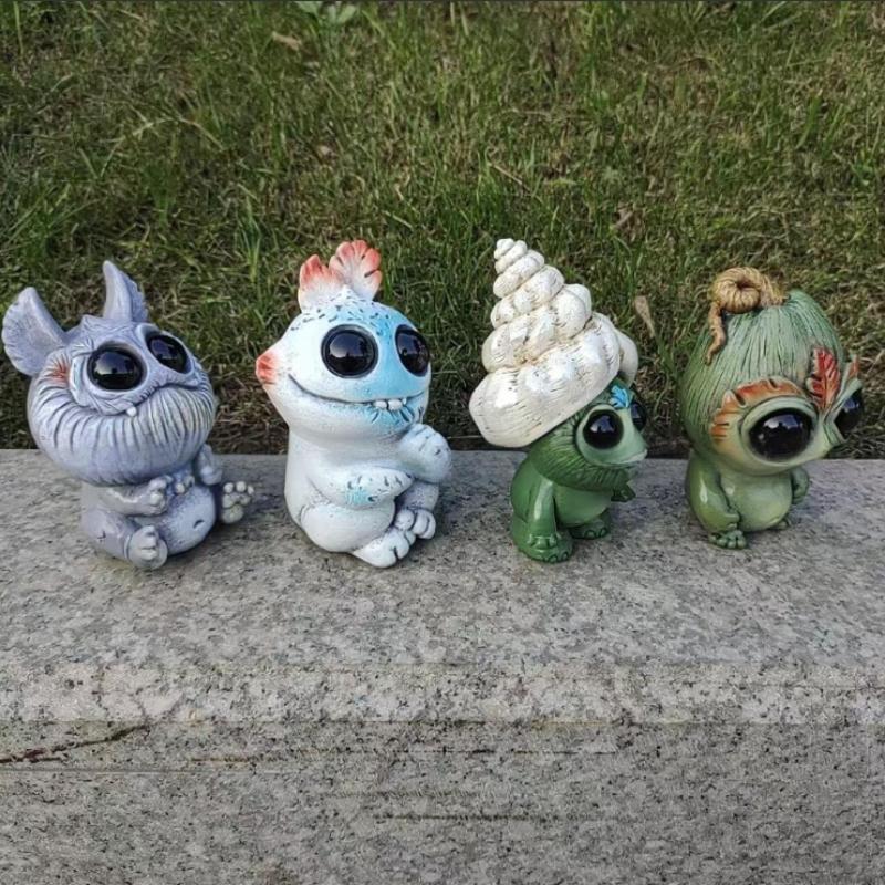 Alien Elf Statue Resin Cartoon Alien Elf Figurine Desktop Ornament Fantasy Creature Sculpture Home, Garden & Halloween Decor