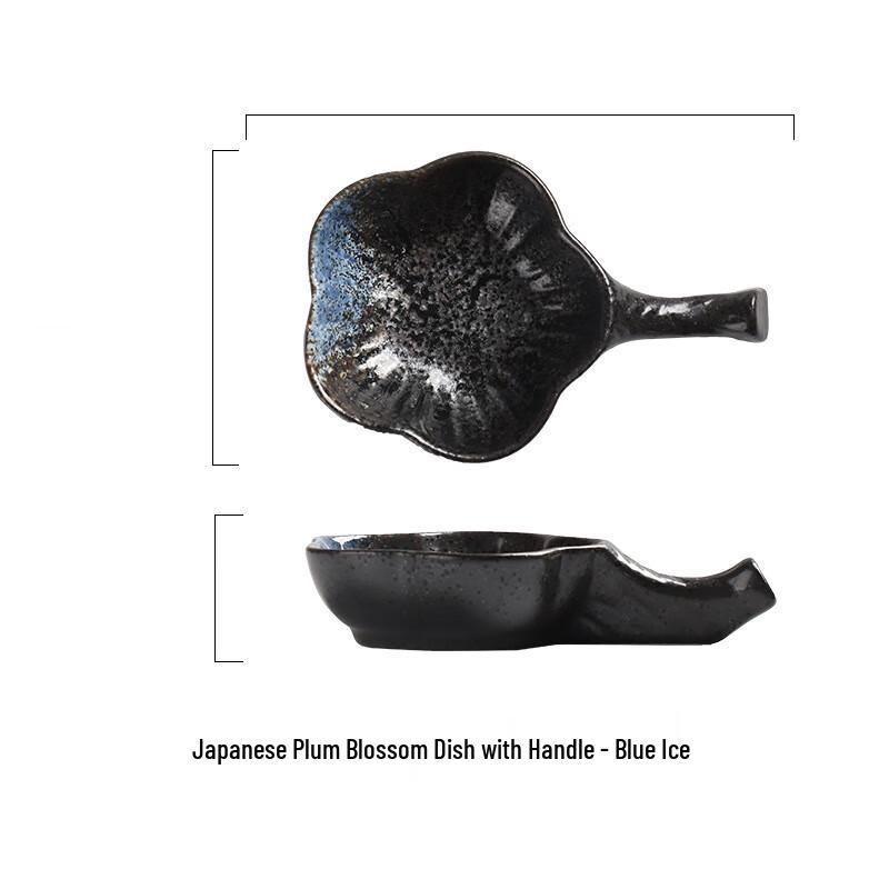 Set of 3 Japanese Ceramic Plum Blossom Condiment Dishes with Handle