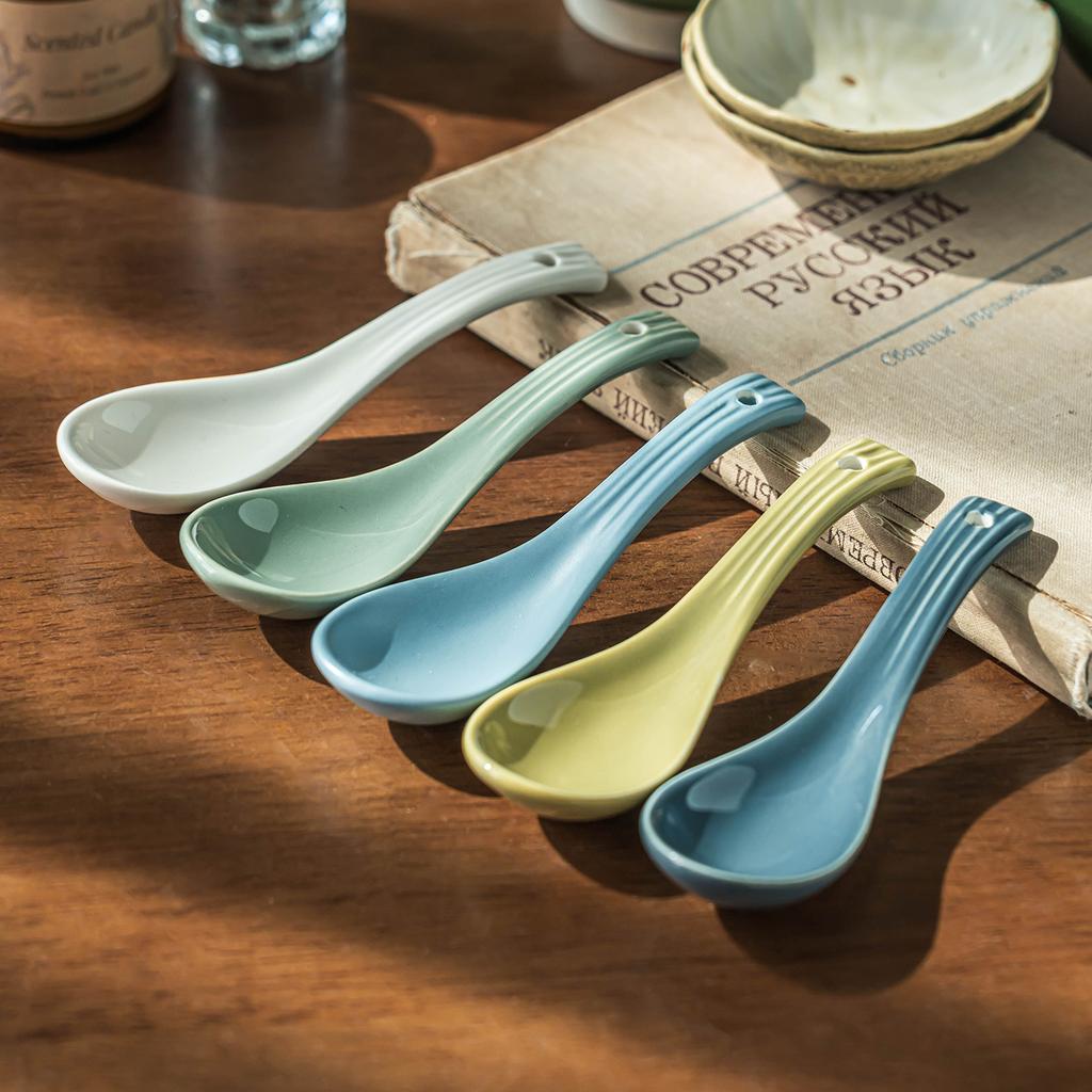 High-Value Household Spoon, Ceramic Rice Spoon, Personal Spoon, Small Dessert Spoon, Tableware Spoon, Coffee Spoon