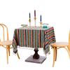 Round Rectangular Christmas Tablecloth Bohemian Homestay Stripes Pattern Soft Cotton Fabric Table Cover Banquet For Tea