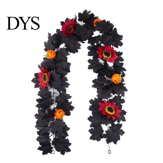 Haunted House Decor Halloween Artificial Maple Leaf Vine Decor, Fall Wall Hanging Garland Theme Party Supplies for Scene, Spooky Thanksgiving