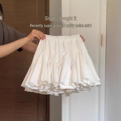 Jupe Midi A-Line d'Été pour Femme: Nœud Blanc Floral Style Ballerine, Jupe Bouffante Amincissante Taille Haute