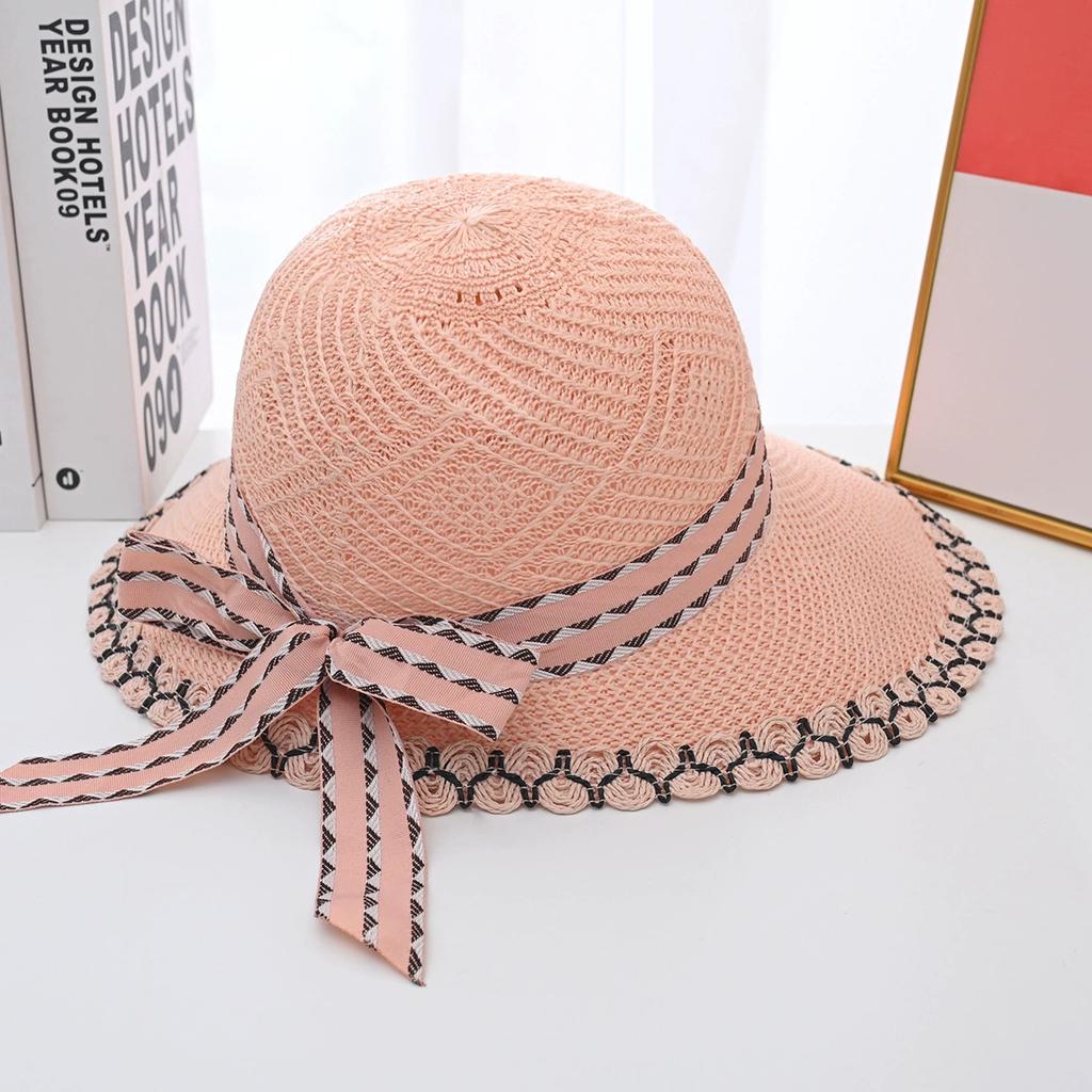 Women's Summer New Large Brimmed Lace Straw Hat Fashionable and Versatile Sunscreen Duck Tongue Sun Hat
