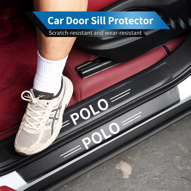 WET1 Leather Car Door Plate Threshold Protector Strip Sticker For VW Polo CC Bora Golf Jetta Lavida Lamando Magotan Passat GTI