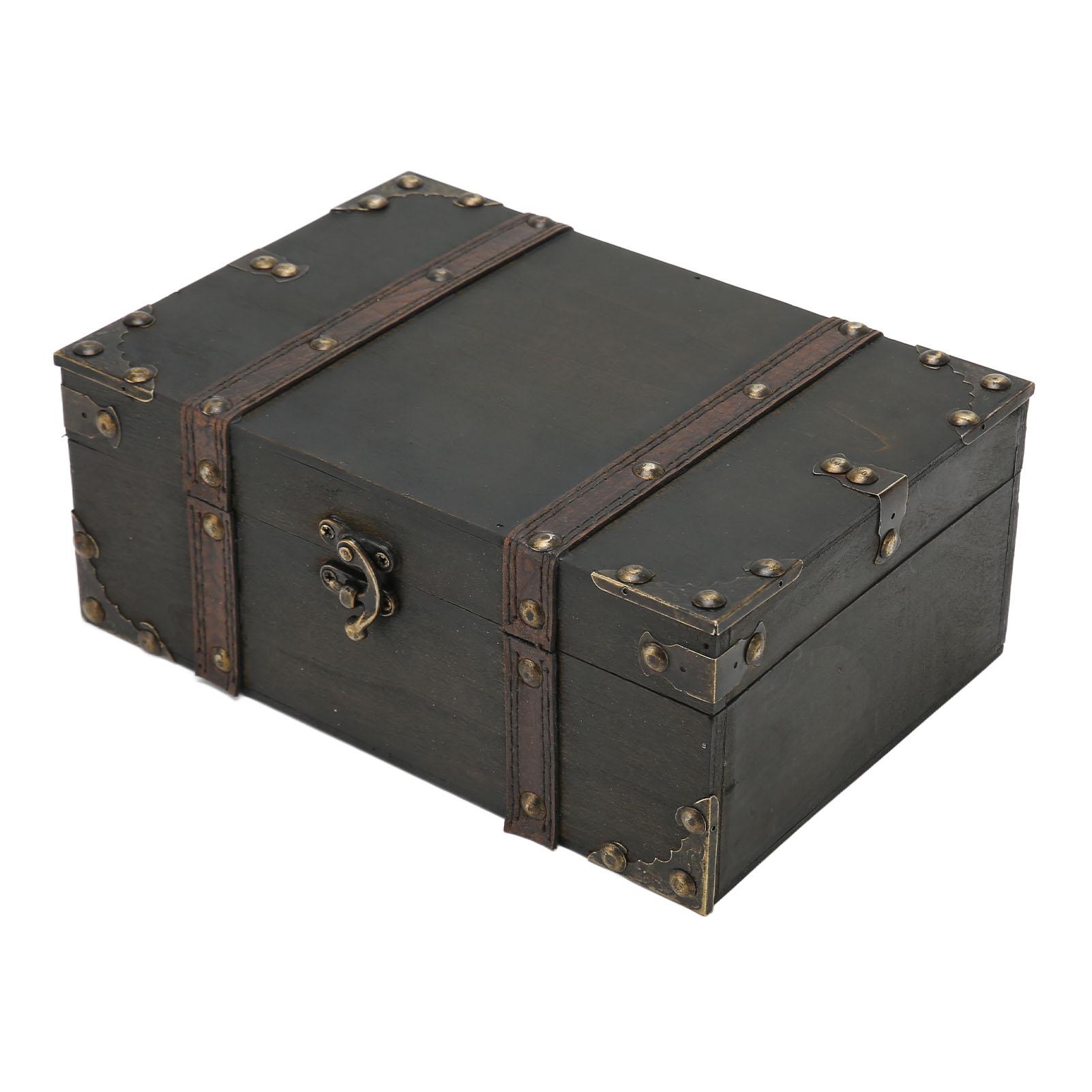 

Винтажная деревянная шкатулка для украшений, элегантный чехол для хранения ожерелий, органайзер, контейнер, украшение, черный цвет