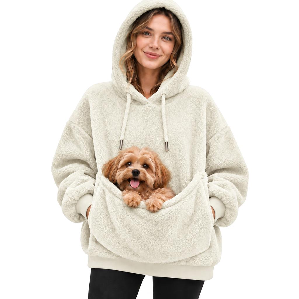 Unisex Huvtröja med Hundpåse, Atletisk Långärmad Pullover Sweatshirt