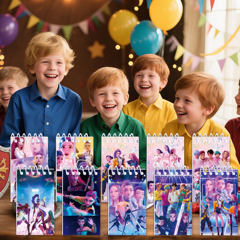 10pcs Demons Hunters Notebook Rumi Zoey Notepads Student Hand Ledger PP Coil Book Student Stationery Celebration Supplies Toy Present