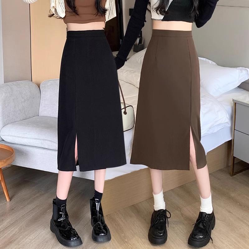 

2024 Women s High-Waisted Slit Midi Pencil Skirt - Slimming A-line Summer Bodycon Skirt M чорний
