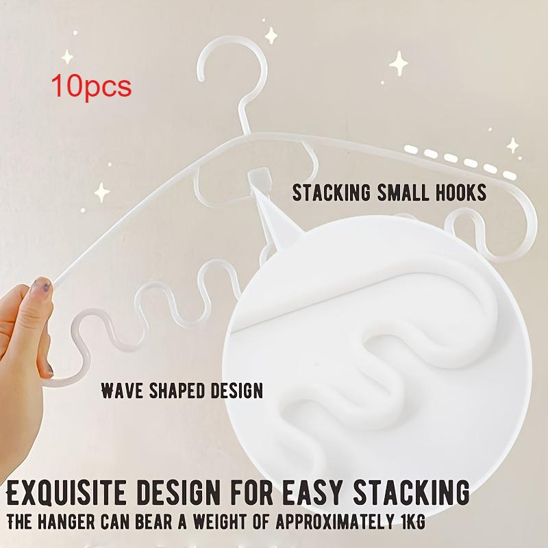 

10pcs Wave-Shaped Clothes Hanger, Garment Rack, Drying Rack, Laundry Storage and Organizer