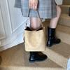 Ladies Handbag Female Bucket Bag Retro Basket Shoulder Bag Travel Faux Suede Bucket Bags Small Soft Tote Bags Daily