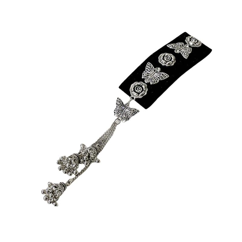 

Vintage Hair Accessory with Delicate Butterfly and Rose Details Hair Ornament Alloy Texture Perfect for Weddings Party 1