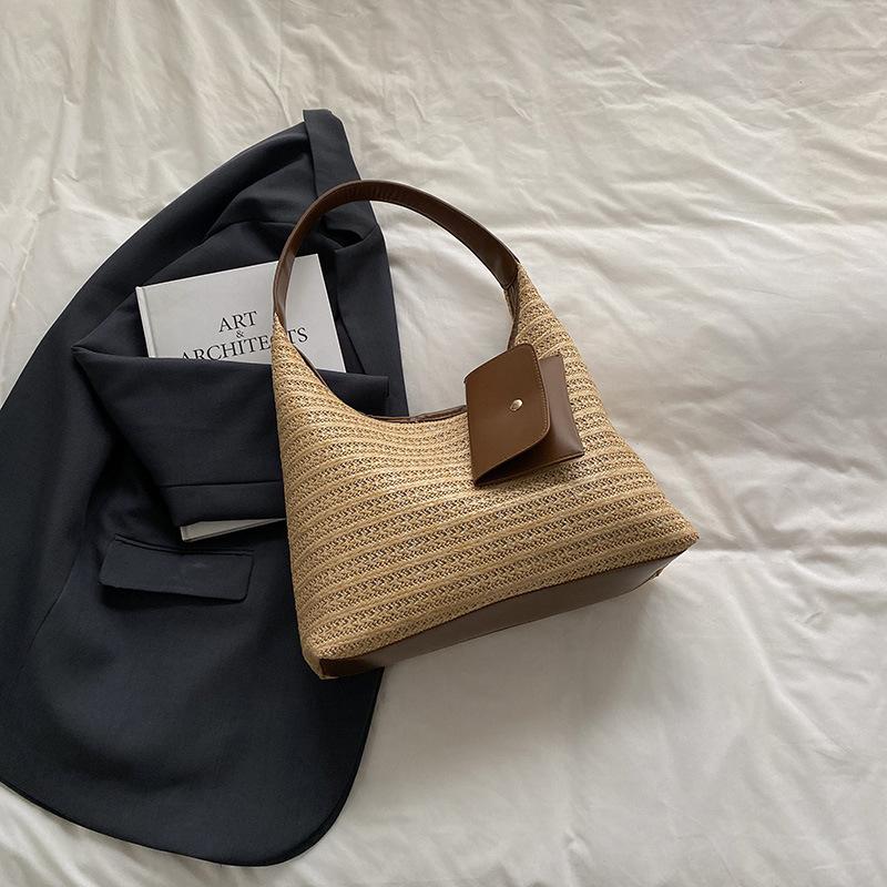 

Новая модная соломенная сумка-тоут Женская повседневная сумка для покупок Большой вместимости Студенческая сумка для занятий Сумка через плечо Сумка кроссбоди хаки