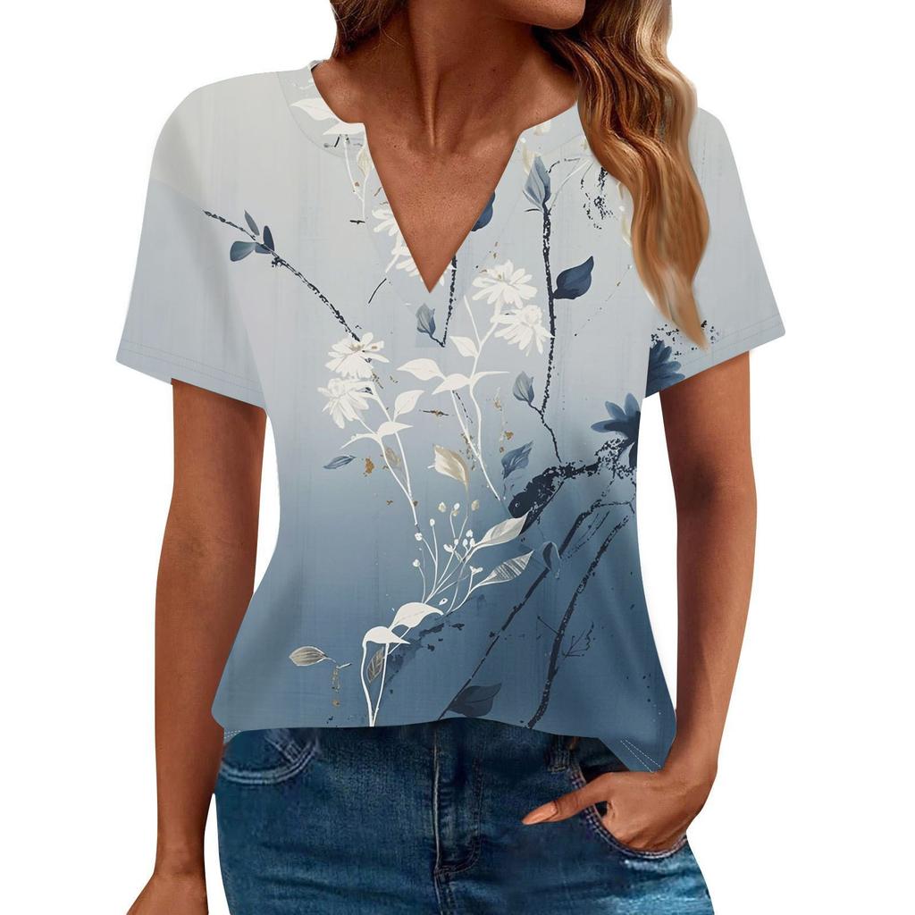 Women's Summer Fashion Casual Short Sleeve V Neck T-Shirt Tops