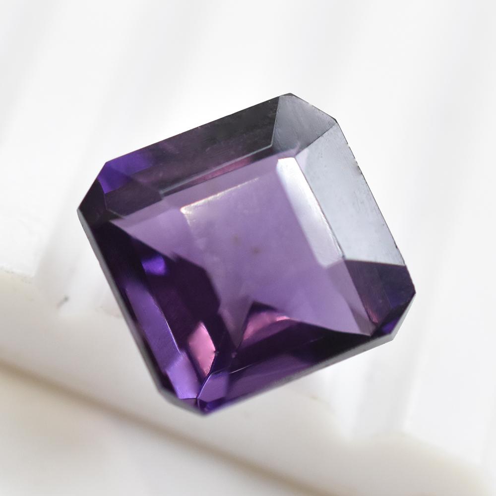 Natural Purple Amethyst Loose Gemstone Square Cut 7.25 ct Brazilian for Jewelry Making and Crafts
