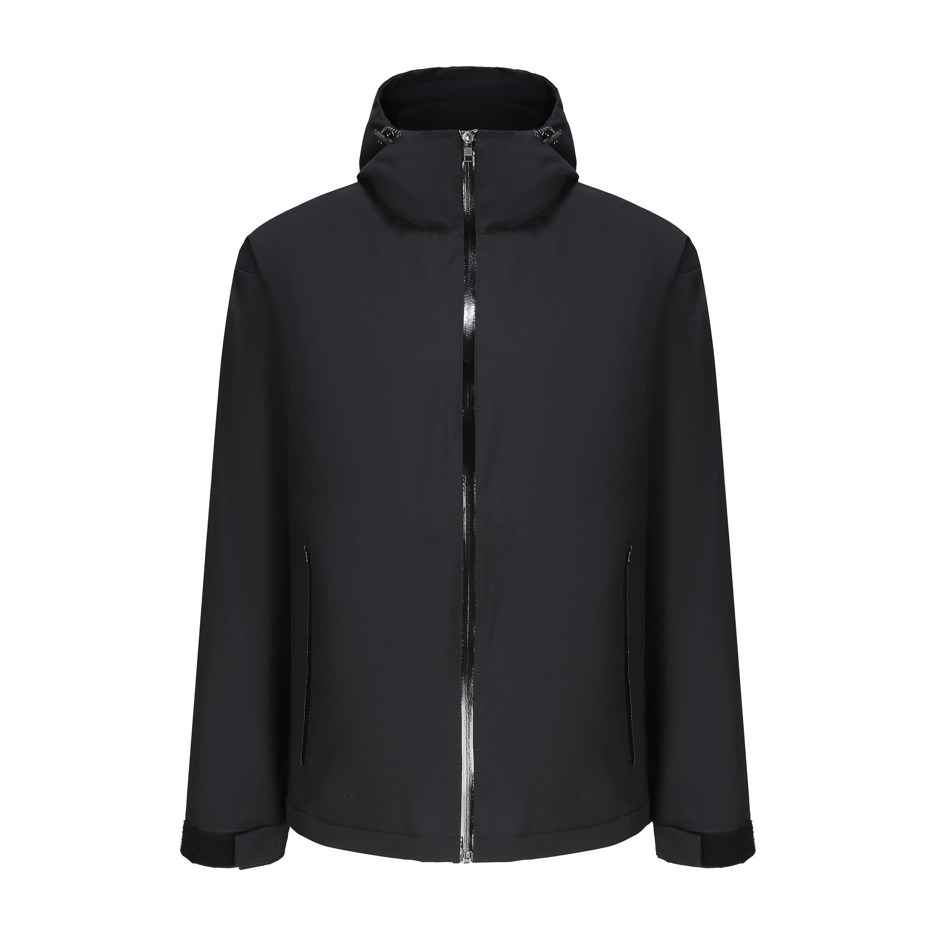 Men s Autumn-Winter Hooded Mountaineering Jacket: Thick Outdoor Casual Workwear Windbreaker L чёрный