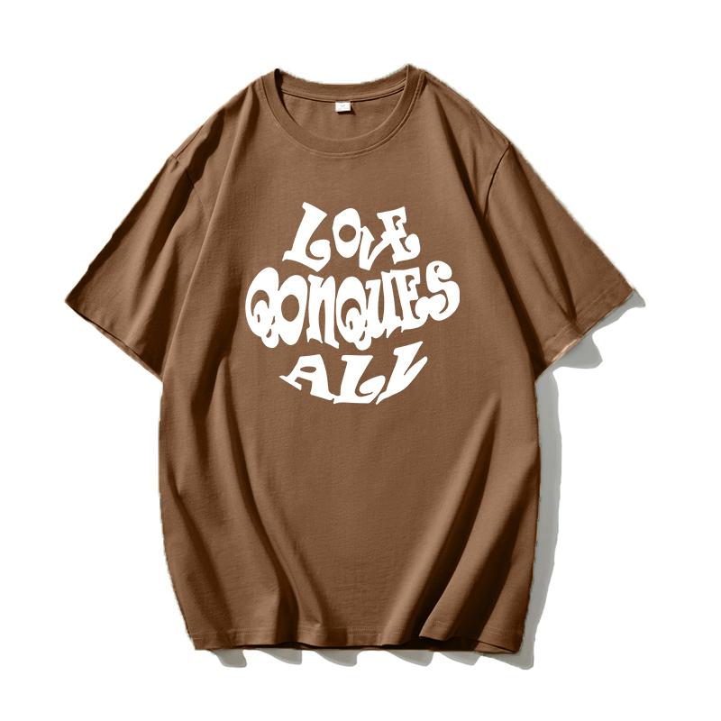 Shellsuning Oversized Letter Graphic T Shirts Men Summer Soft 100% Cotton Short Sleeve Tees Female Trendy Loose High Street Tops