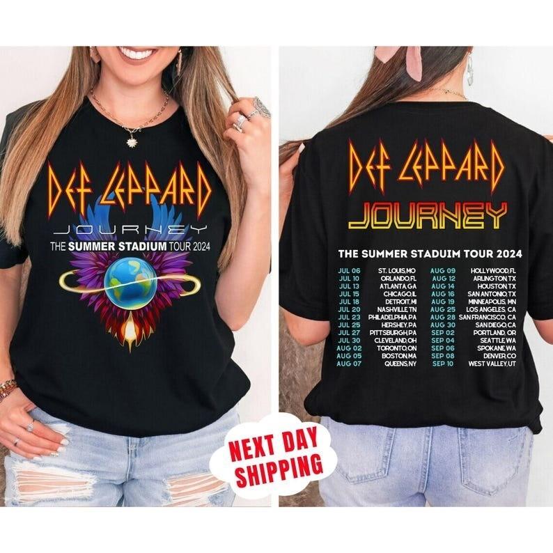 Def Leppard Journey T-Shirt Journey Summer Stadium Tour 2024 Tee Def Leppard  Unisex T-Shirt S