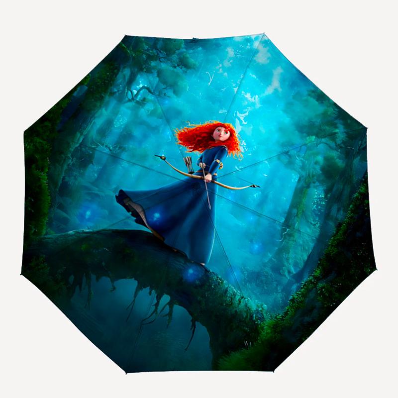 1pc Merida Brave Princess Automatic Opening/Closing Umbrella, Portable 3-Fold Design with 8-Bone Iron Frame, Outdoor Umbrella, Ideal Gift Fo