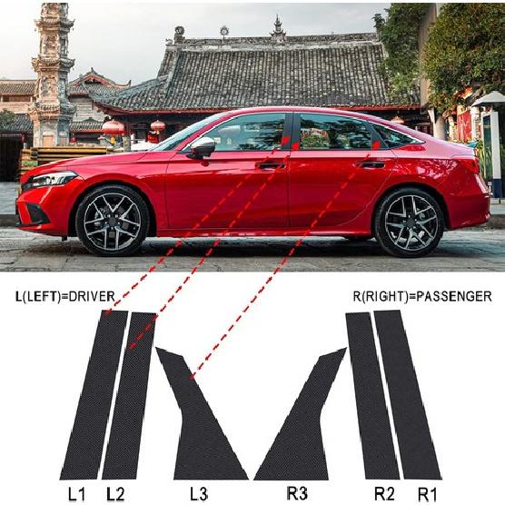Carbon Fiber Pillar Post Door Trim Accessories For Honda Civic Sedan 2016-2021