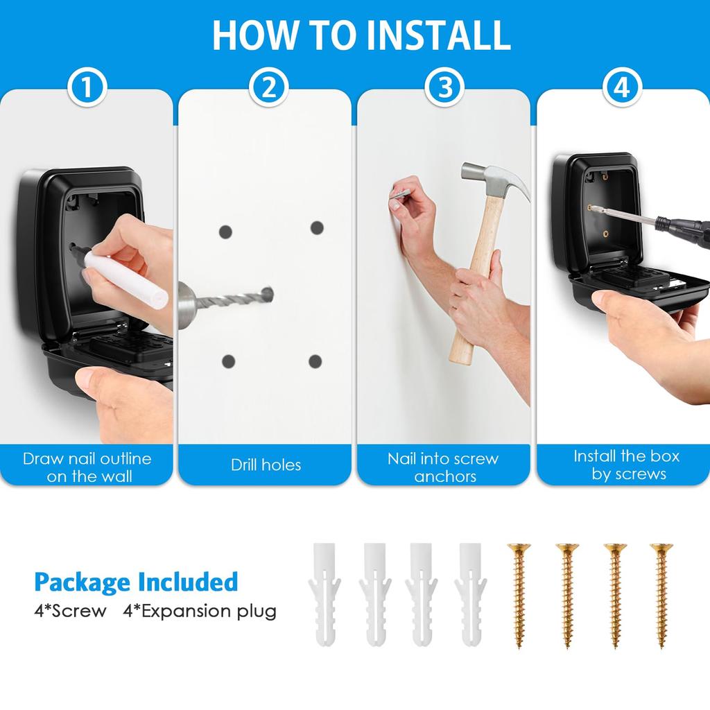 Security Key Box Wall Hanging Key Storage Box Padlock Lock Pocket Dial Lock Button Type Small Items Key Storage Key Management Key Storage Seal