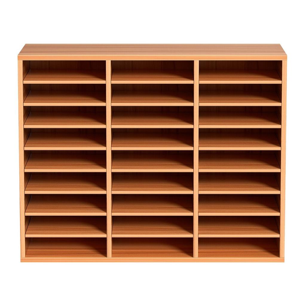 Wood Literature Organizer File Sorter Paper Storage Holder 27 Slots White