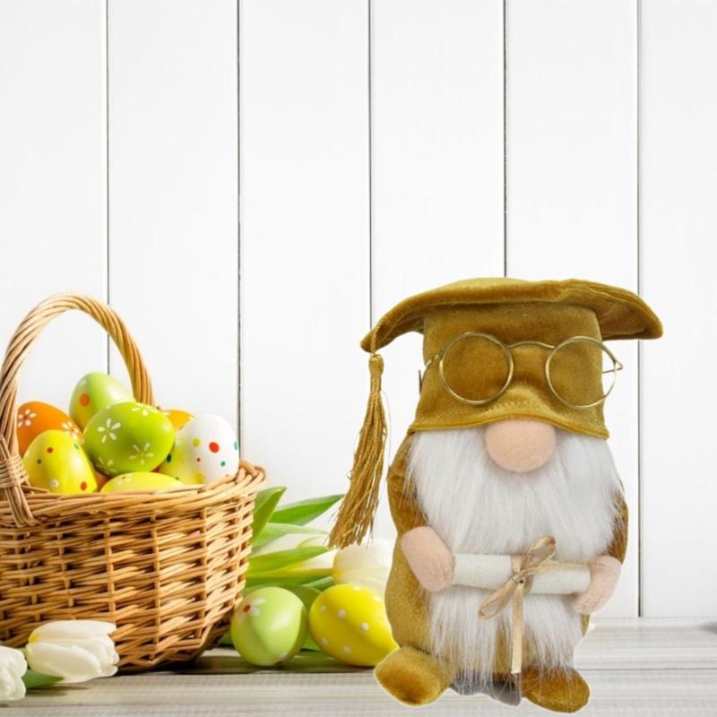Graduation Season Gnome Scholarly Doctorial Hat Decorative Hat Face less Doll Decorations for Holiday Party Decorations